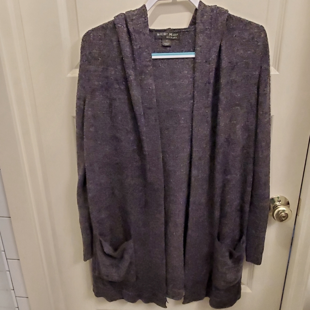 Barefoot Dreams open front, hooded sweater M